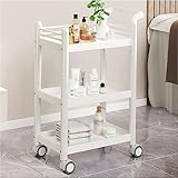 SHAWLA Salonwagen-Aufbewahrungsregal Rollwagen, Aufbewahrungswagen mit ergonomischen Armlehnen und verschiebbaren Schubladen, platzsparende mehrschichtige Lagerung, multifunktionaler Wagen weiß