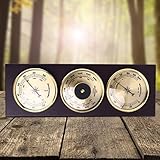 BAFAFA Barometer for Zuhause3 Teile/Set Barometer Thermometer Hygrometer mit Holzrahmen Basis Wetter, traditionelle Wetterstation Barometer