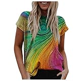 T-Shirts für Damen nachthemden Damen Kurzarm Baumwolle Shirtkleider Damen Plus Size Women Short Sleeve Printed V-Neck Tops Tee T-Shirt Blouse