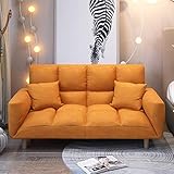 WSZMD Faules Haushaltstyp Sofa Bett Leinen Doppel Net Rot Modell Einfache Klapptatami Schlafzimmer Balkon Kleines Sofa, Schlafsofa (Color : Orange)