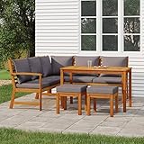 Yolola Lounge Gartenmöbel Set Holz mit Kisse Mecksofa Garten Holz Balkonmöbel Holz Sitzgruppe Garten Loungemöbel Terrasse Gartenlounge Sofa Outdoor Gartensofa Sitzbank Gartensessel