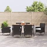 Festnight Sitzgruppe Rattan Garten 6 Personen,Essgruppe Outdoor 6 Personen,Polyrattan Essgruppe 6 Stühle Und EIN Tisch,mit Kissen Schwarz,Rattan Gartenmöbel Set Wetterfest