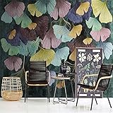 XLMING Moderne Minimalistische Tapete Wohnzimmer Luxus Lampe Gingko Blätter Tv Sofa Hintergrundtapete Heimdekoration Wandbild-250cm×170cm