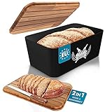 WOHNOASE® Brotkasten [FÜR ALLE BROTSORTEN] - inkl. 2 in 1 Deckel/Schneidebrett - Brotbox Kunststoff (BPA frei) - Brotaufbewahrung - (FSC zertifiziertes Holz) - Toastbrot Aufbewahrungsbox - Bread Box