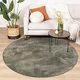 FRAAI | Home & Living Waschbarer Teppich Rund - Clean Grün - Ø 160cm - Polyester - Kurzflor - Uni - Modern, Skandinavisch - Wohnzimmer, Esszimmer, Schlafzimmer - Carpet