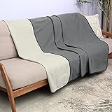 Catalonia Classy Wasserdicht Decke, Tagesdecke Bett Sofaüberwurf Kuscheldecke Schonbezug Couchschoner Wasserabweisend Wohndecke Überwurf Fleece Decke for Bett Couch Sofa 203x152cm, Grau