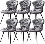 HAVMAK Moderne Küche Esszimmerstühle Set Esszimmerstühle 6er Set, Leder Küche Schlafzimmer Heiratszimmer Balkon Sofa Stuhl Kohlenstoffstahl Metallbeine Schminktisch Make-up Stuhl (Farbe: Dunkelgrau)