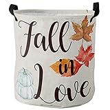 Wäschesack Herbsternte-Ahornblatt-Erntedankkürbisse Waschekorbsammler Universell Wäschekörbe Große Wäschesortierer Für Kleidung Wäsche Spielzeug,40X50Cm