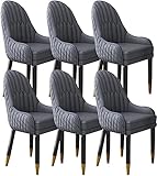 POLOSU Esszimmerstühle 6er-Set Holzbeine Küchenstuhl Moderne Akzent-Sessel Mikrofaser-Leder Weich Gepolsterter Sitz (Color : All Cement Gray)