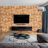 dedeco Wohnzimmerrückwand TV-Wand Wandpaneel Wohnrückwand Rückwand Tapetenersatz, Motiv: Holz V4, 300 x 150 cm, wasserfest, robust, als Wandverkleidung aus Aluminium