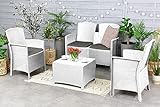Dmora Urano-Lounge, Gartenmöbel-Set mit Kissen, für den Innen-und Außenbereich, 100% Made in Italy, Weiß