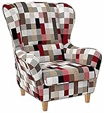 DbHFgjMN Sessel Akzent Lesesessel Ohrensessel, Fernsehsessel mit Hocker; Design Patchwork, kariert, bunt gedeckt Sofa Lounge Chair für Wohnzimmer Schlafzimmer (Color : Ohne Hocker)