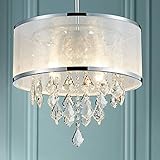 Bestier Moderne Kristalltrommel Kronleuchter anhänger kristall trommel kronleuchter beleuchtung deckenleuchte lampe esszimmer badezimmer schlafzimmer wohnzimmer e14 lampen erforderlich d40cm x h36cm