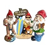 INTCHE Gartenzwerg, nackte Surfer-Gartenskulptur, Hosen-Down-Zwerg, irgendwo Tropische Partyzwerg-Gartenstatue for den Außenbereich oder als Hausdekoration