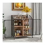 SUNESA Buffetschrank Sideboard Schrank Metallnetz Doppeltür mit universellem Rad unterschiedliche Raumgröße Küchenwagen Industrial Design Sideboard Esszimmer Akzentschrank (Color : B)