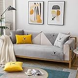 Homeen Schlafzimmer U-Form Couch schonbezug Sofa,sesselläufer,Thin Plush Couch Kissenbezüge,bestickter Sofawurf,Moderne nordische rutschfeste Sofaschutzabdeckung-grau_90 * 90 cm.