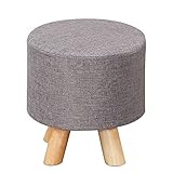 LEFEDA Fußhocker, modischer Stoff-Holzhocker für Schuhe, Haushalt, runde Form, Wohnzimmer, Pelz, kreativ, einfach, klein, platzsparend, moderner Fußhocker, Fußstütze (Farbe: Weiß) (Grau (Grau))