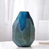 Vase Modern Blau Glasvase Dekorative Blumenvase für Herzstück, Wohnzimmer, Eingang, Esstisch, Büro, Schlafzimmer, Regaldekor, Hochzeitsgeschenk (Size : 21.5x15x11.5cm)