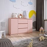 3E 3xE living.com Kommode, Sideboard mit 2 Türen, 3 Schubladen, B: 120 cm, H: 78 cm, T: 40 cm in Farbe: ROSA