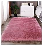 KXCR Lammfellimitat Wollteppich Schlafzimmer Shaggy Teppich Hochflor Teppich Wohnzimmerteppich Home Soft Area Rug Schlafzimmer Bettvorleger Innenteppiche Carpet (Color : Rose, Size : 70x160cm)