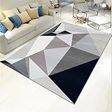 DJHWWD Teppich Vorzimmer Büroteppich Teppich Salon Grau Minimalist Isches Dreiecks Muster Teppichboden Für Das Schlafzimmer Langlebig 120X180Cm Teppich Jungen Jugendzimmer Grau