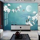 Fototapete Tapete Orientalischen Stil Landschaft Mond Blume und Vogel nach Hause Moderne Wandtapete 3D Wandbilder Tapeten Wohnzimmer Schlafzimmer Wand Dekoration 400x280cm Tongshunj2668