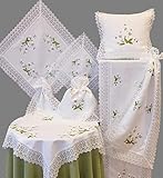 Tischläufer - wollweiß-bunt Stickerei mit Spitze ''Blumen'' 40*90 cm