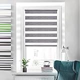Doppelrollo Klemmfix ohne Bohren Leinen-grau 70x110cm klemmrollo Rollo klemmfix rollos für Fenster ohne Bohren