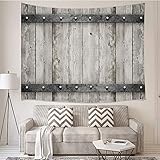 102 cm x 152 cm, rustikale Holzplanken-Wandteppiche, graues Holz, Scheunentor mit Metalltextur, Westernland-Thema, Schlafzimmer, Wohnzimmer, Innenwohnheim, Wandbehang, Wandteppich, 3D-Prin