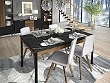 Design Esstisch Tisch DE-2 Marmor Schwarz - Nussbaum ausziehbar 200 bis 240 cm
