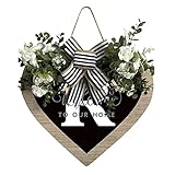 XZincer AZ Nachname Herz Haustür Kranz Haustür 26 Buchstaben Bauernhaus Kranz mit Kranz Schleife Frühlingskränze für Haustür Außenaufhänger Dekor Freundschaft Geschenke (R, One Size)