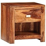 Reine Handarbeit Retro Palisander-Massivholz Nachtkommode mit Schubladen und ​Regal Nachtschrank Konsolenschrank Nachttisch Telefonschrank Beistelltisch für Wohnzimmer und Schlafzimmer 40 x 30 x 40 cm