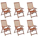 Camerina Klappbare Gartenstühle 6 STK. Stuhl Klappbar Outdoor Gartenstuhl Klappbar Outdoor BalkonstüHle Gartensessel Wetterfest Massivholz Akazie 3065516