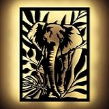 Led Elefant Impression Wand Deko Afrika Dekoration I Mit Edelstahl Wandhalter I Batteriebetrieb