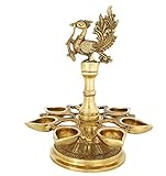 Handgefertigte indische Öllampe – Set mit 7 Diya Lamp Peacock – 25,4 x 22,9 cm – perfekt for Puja, 3,4 kg Lampe