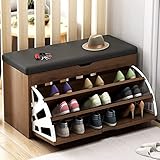Moderner Schuhschrank mit 3 Fächern, Schuhbank, 3-stufige Schuhregalbank aus Holz, verstellbar, ideal für Eingangsbereich, Wohnzimmer, hält bis zu 330 lbs, 60/80/100 * 30 * 51 cm, A, 60 cm
