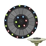 LEVABE Solarbrunnen - 9V/3,5W Vogeltränkebrunnen,Circle Solarwasserpumpe für Vogelbäder, Garten, Terrasse, Aquarium, 7 LED-Farblichter