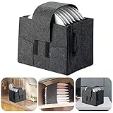 Wohnmobil Tellerhalter Filz Für 8 Teller, Langlebig & Einzigartig Tasche Für Geschirrbesteck Tragbar Camping Tellerhalter Für Für Schublade, Camping (Dunkelgrau)