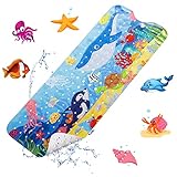 YOCOLE Badewannenmatte Kinder, 100x40cm Duschmatte Badematte Rutschfest, Antirutschmatte Badewanne Dusche Badewanneneinlage, BPA-frei PVC Bath Mat mit Saugnäpfen, Schimmelresistent & Maschinenwaschbar