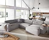 DELIFE Wohnlandschaft Sirpio L Cord Silbergrau 330x230 cm Recamiere variabel