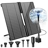 AMZtime Solarbrunnen für Draussen Aufrüstung 20W Falten Solar Teichpumpe mit verstellbarem Ständer Solar Springbrunnen für Außen mit 6 Fontänenstile Solar Wasserpumpe für Garten,Teich,DIY-Wasserspiel