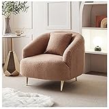 ZORZA Sessel Schlafzimmer, Faux Lambswool Schminktisch Stuhl, Armlehnstuhl mit Vergoldeten Metallbeinen, Teddy Sessel, Sessel Wohnzimmer, Freizeitsessel für Wohnzimmer/Vanity,Braun
