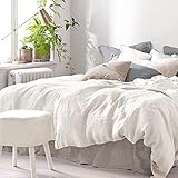 Pure Label Halbleinen Bettwäsche - Set aus Baumwolle und Leinen, Größe:2tlg. 155x220cm + 80x80cm, Farbe: Offwhite/Weiß
