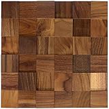 wodewa Holz Wandverkleidung selbstklebend 3D Optik Nussbaum 30x30cm Wandpaneele Moderne Wanddekoration Holzverkleidung Wohnzimmer Schlafzimmer