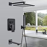 Badezimmer-Wasserhahn, Schwarze Bronze, Regendusche, Bad-Wasserhahn, Wandmontage, Badewanne, Dusche, Mischbatterie, Badezimmer-Duscharmatur, Duschset, 12 Zoll,12 Zoll