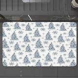 Badematte rutschfest waschbar Badvorleger,Winter, abstrakte blaue Bäume, künstlerische Silhouetten, Schneeflocken, saisonale Na,weich Mikrofaser saugstark Badteppich für Badezimmer Badewanne, 40x60 cm