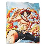 MIUNNG One Piece 60x80inch(150x200cm),Decke Für Schlafzimmer, Sofa,Fire Fist Luffy 3D-Digitaldruck Kuscheldecke, Flanelldecke, Weich Wohndecke, Sofadecke Decke Für Kinder Jungen Erwachsene