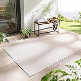 Taracarpet In- & Outdoor Teppich Wetterfest Wohnzimmer Balkon Küchenteppich Flachgewebe sisaloptik meliert Einfarbig Uni Creme Weiss 067x180 cm