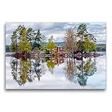 Premium Textil-Leinwand 75 x 50 cm Quer-Format Spiegelung in einem schwedischen See | Wandbild, HD-Bild auf Keilrahmen, Fertigbild auf hochwertigem Vlies, Leinwanddruck von Torsten Mühlbacher