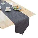 Tischläufer Leinen Schwarz, 30 x 160 cm Modern Tischläufer Frühling Sommer, Tischläufer Dreieckig Abwaschbar, Esstisch Deko für Indoor Outdoor Garten Zimmer Hochzeit Bankett Party